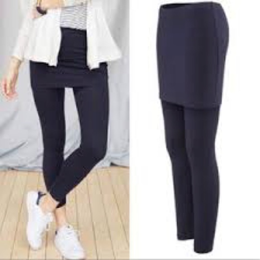 CABI #5179 Blue M’Leggings Skirted Black Leggings Size M